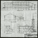 852413 Doorsneden van het Gebouw voor Algemene Doeleinden (Tentoonstellingsgebouw Flora) te Boskoop.